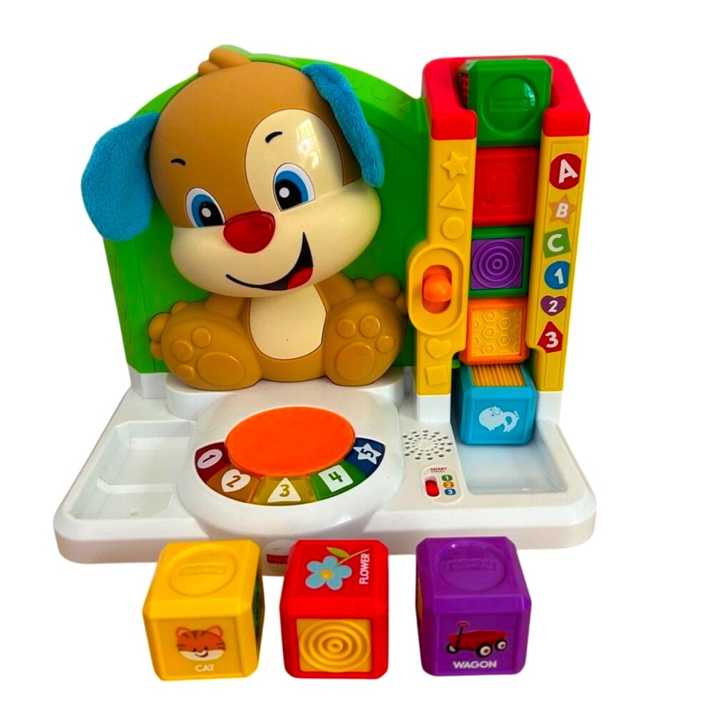Fisher Price Laugh & Learn First Words Smart Puppy with 8 Blocks Working